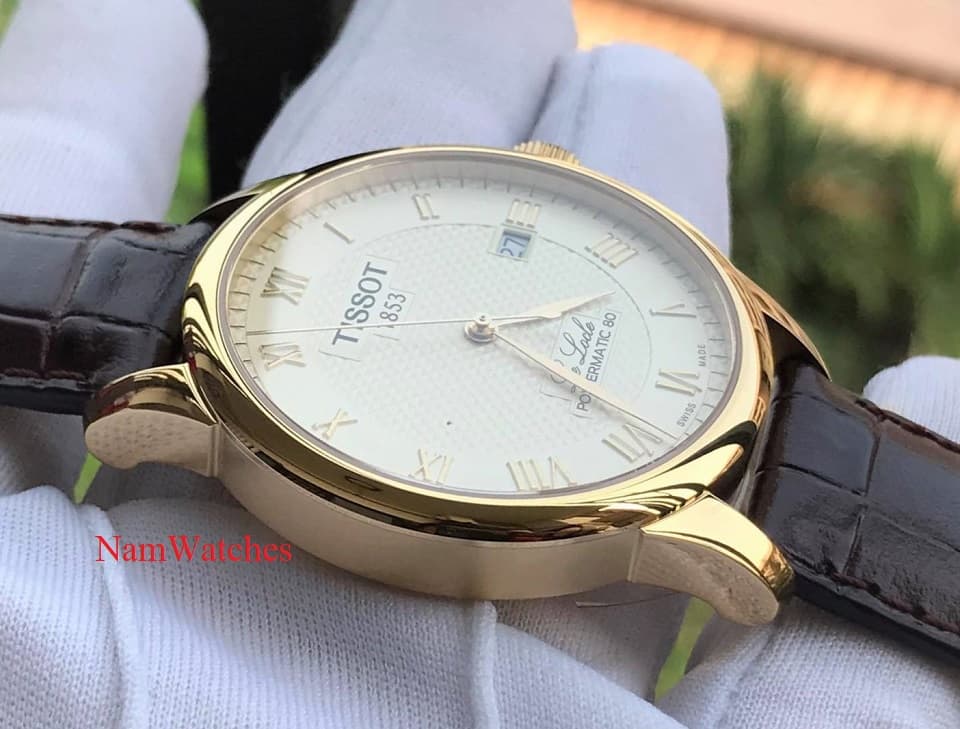 T0064073626300 (3) dong ho Tissot Le Locle Powermatic 80 Gold Leather - T006.407.36.263.00