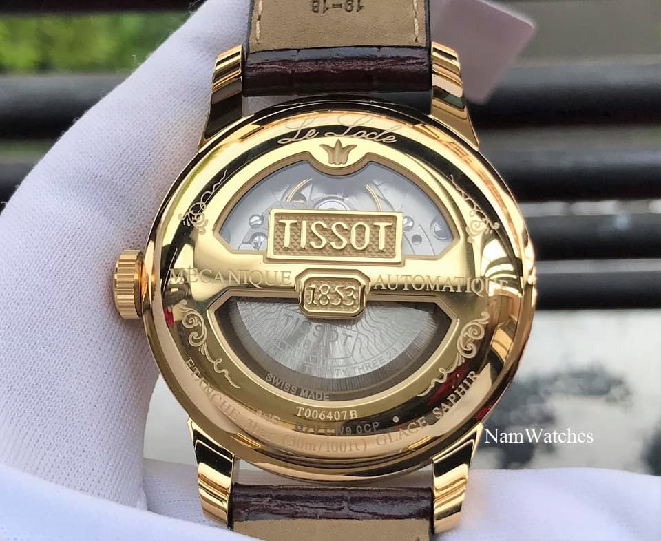 T0064073626300 (7) dong ho Tissot Le Locle Powermatic 80 Gold Leather - T006.407.36.263.00