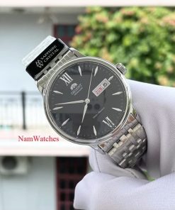 dong ho Orient Day Date Japan Made Black Steel – SAA05003BB