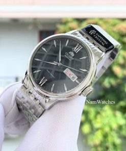 dong ho Orient Day Date Japan Made Black Steel – SAA05003BB