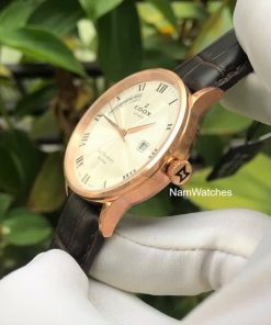 dong ho Edox Day Date Rose Gold Leather – 83007-37R-AR