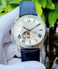 dong ho Bulova Wilton Open Heart White Blue Leather – 96A206