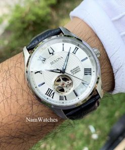 dong ho Bulova Wilton Open Heart White Blue Leather – 96A206