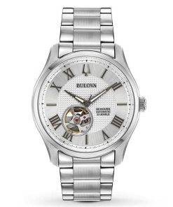 dong ho Bulova Wilton Open Heart White Steel – 96A207
