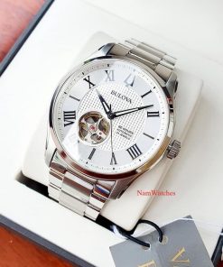dong ho Bulova Wilton Open Heart White Steel – 96A207