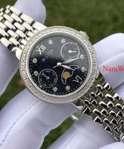 dong ho Bulova Moonphase Diamonds Ladies Black – 96R210