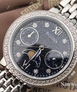 dong ho Bulova Moonphase Diamonds Ladies Black – 96R210