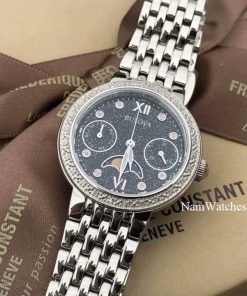 dong ho Bulova Moonphase Diamonds Ladies Black – 96R210