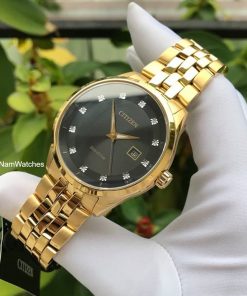 dong ho Citizen Eco-drive Corso Diamond Black Gold Steel – BM7252-51G