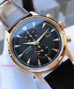 dong ho Citizen Eco-drive Chronograph Black Rose Gold Leather – CA7003-06E