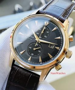 dong ho Citizen Eco-drive Chronograph Black Rose Gold Leather – CA7003-06E