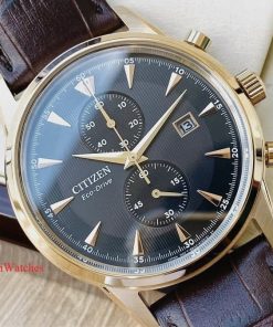 dong ho Citizen Eco-drive Chronograph Black Rose Gold Leather – CA7003-06E