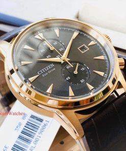 dong ho Citizen Eco-drive Chronograph Black Rose Gold Leather – CA7003-06E