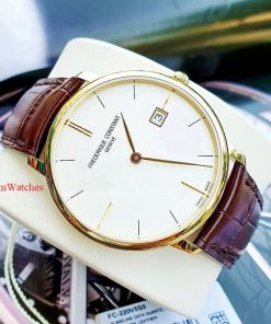 dong ho FC Quartz Slimline Date Gold Leather – FC-220V5S5