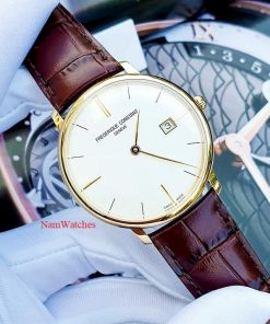 dong ho FC Quartz Slimline Date Gold Leather – FC-220V5S5