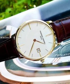 dong ho FC Quartz Slimline Date Gold Leather – FC-220V5S5