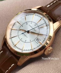 dong ho Hamilton Railroad White Rose Gold Leather – H40505551