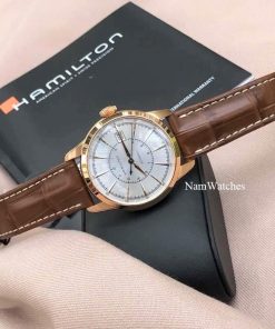 dong ho Hamilton Railroad White Rose Gold Leather – H40505551