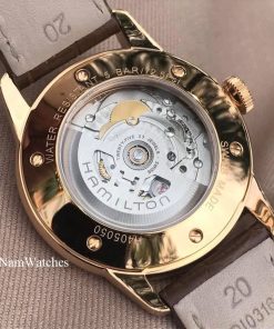 dong ho Hamilton Railroad White Rose Gold Leather – H40505551