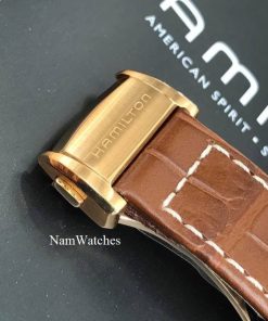 dong ho Hamilton Railroad White Rose Gold Leather – H40505551