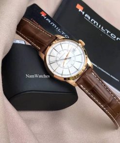 dong ho Hamilton Railroad White Rose Gold Leather – H40505551