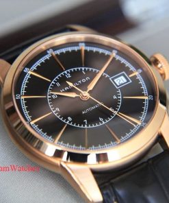 dong ho Hamilton Railroad Black Rose Gold Leather – H40505731