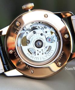 dong ho Hamilton Railroad Black Rose Gold Leather – H40505731