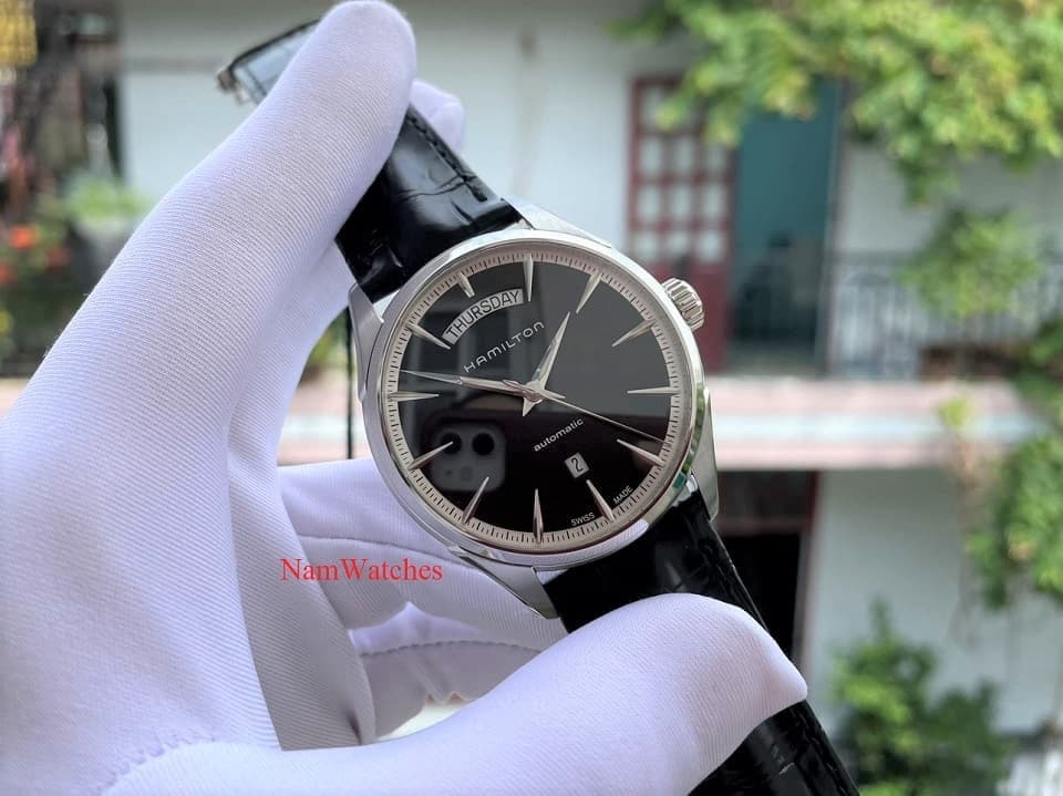H42565731 (1) dong ho Hamilton Jazzmaster Day Date Black Leather – H42565731