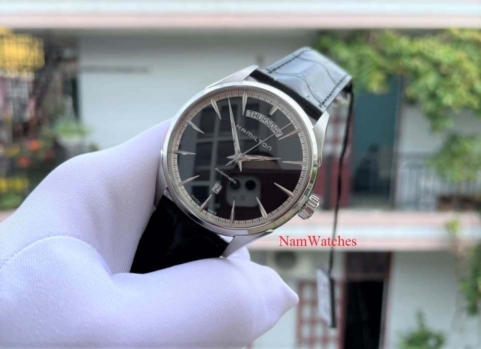 H42565731 (2) dong ho Hamilton Jazzmaster Day Date Black Leather – H42565731
