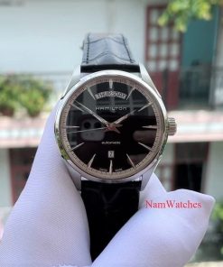 dong ho Hamilton Jazzmaster Day Date Black Leather – H42565731