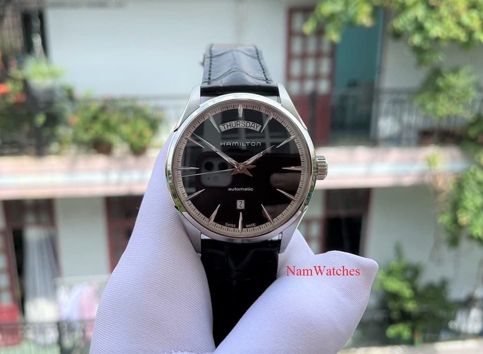H42565731 (9) dong ho Hamilton Jazzmaster Day Date Black Leather – H42565731