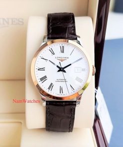 dong ho Longines Record COSC Demi 18K Gold Leather - L28205112
