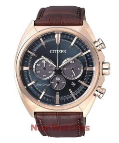 dong ho Citizen Eco-drive Chronograph Green Rose Gold Leather - CA4283-04L