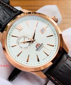 dong ho Orient Day Date White Rose Gold Leather – FAL00004W0