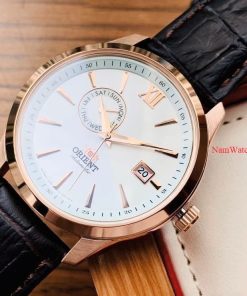 dong ho Orient Day Date White Rose Gold Leather – FAL00004W0