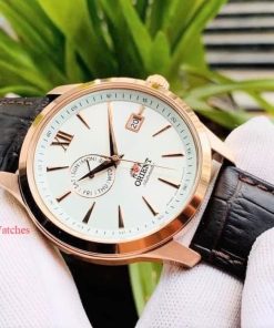dong ho Orient Day Date White Rose Gold Leather – FAL00004W0