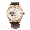 dong ho Orient Sun & Moon Open Heart Gold Leather - RA-AS0004S00B