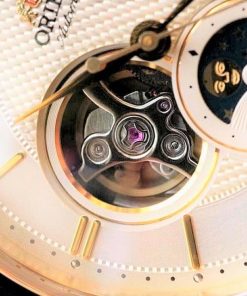 dong ho Orient Sun & Moon Open Heart Gold Leather - RA-AS0004S00B