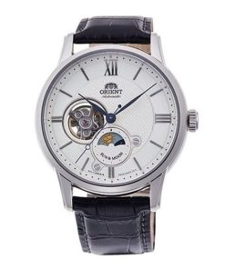 dong ho Orient Sun & Moon Open Heart White Leather - RA-AS0005S00B