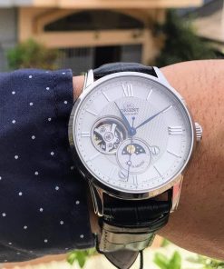 dong ho Orient Sun & Moon Open Heart White Leather - RA-AS0005S00B