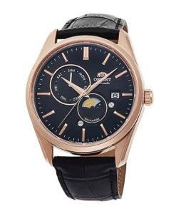 dong ho Orient Sun & Moon Gen 5 Black Rose Gold Leather - RA-AK0309B00C