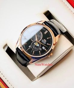 dong ho Orient Sun & Moon Gen 5 Black Rose Gold Leather - RA-AK0309B00C