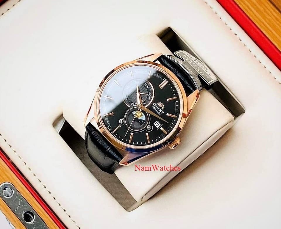 RA-AK0309B00C (5) dong ho Orient Sun & Moon Gen 5 Black Rose Gold Leather - RA-AK0309B00C