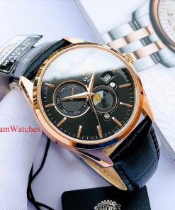 dong ho Orient Sun & Moon Gen 5 Black Rose Gold Leather - RA-AK0309B00C
