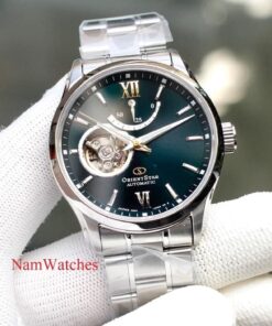 dong ho Orient Star Open Heart Green Steel - RE-AT0002E00B