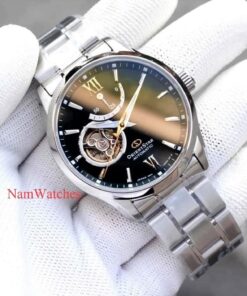 dong ho Orient Star Open Heart Green Steel - RE-AT0002E00B