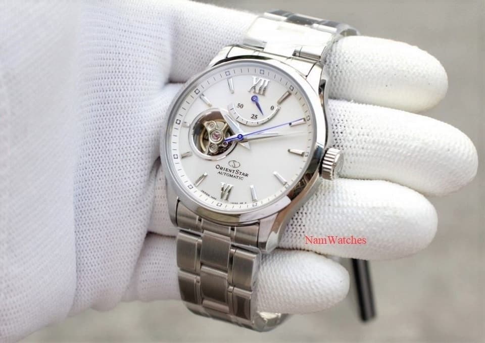 RE-AT0003S00B (4) dong ho Orient Star Open Heart White Steel - RE-AT0003S00B