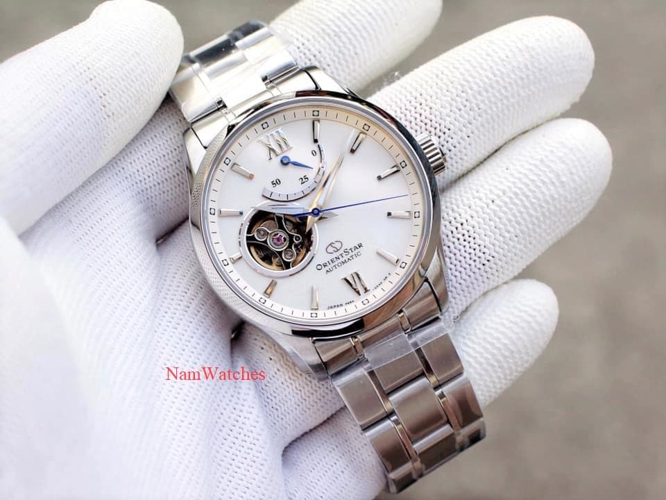 RE-AT0003S00B (8) dong ho Orient Star Open Heart White Steel - RE-AT0003S00B