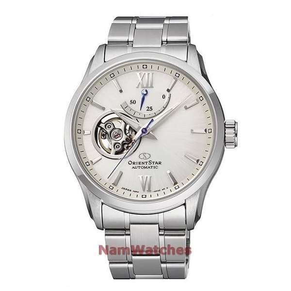 RE-AT0003S00B dong ho Orient Star Open Heart White Steel - RE-AT0003S00B