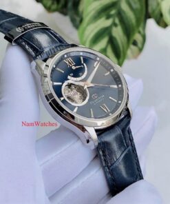 dong ho Orient Star Open Heart Blue Leather - RE-AT0006L00B